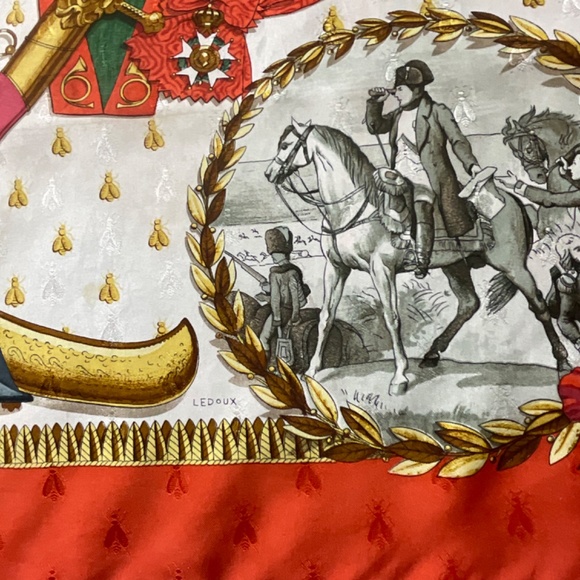 •Hermes Vintage Jacquard Scarf RARE Napoleon Ledoux Hand Rolled Hem 35”x34” - Picture 5 of 15